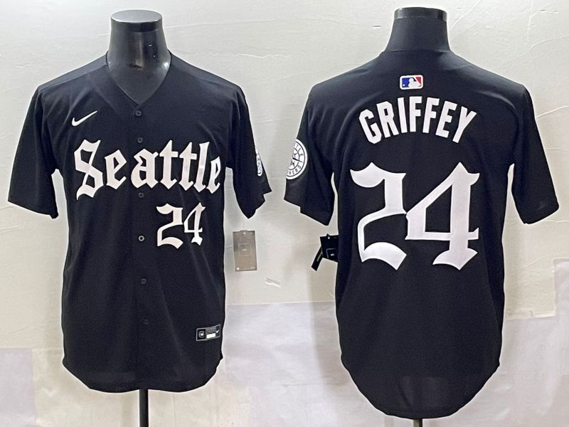 Men 2025 Seattle Mariners #24 Griffey Black Five generations Joint Name Nike MLB Jersey style 8->milwaukee brewers->MLB Jersey